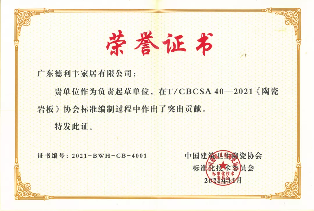 再鑲榮耀 | 德利豐為巖板標準起草作貢獻，榮膺“2021年度標準制定先進單位”(圖4)