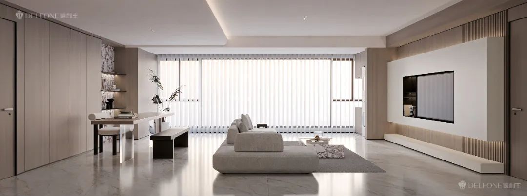 DELFONE案例分享 | 奶油風(fēng)大平層,【煙雨灰】讓每1㎡都充滿松弛感(圖5) DELFONE案例分享 | 奶油風(fēng)大平層,【煙雨灰】讓每1㎡都充滿松弛感(圖5)